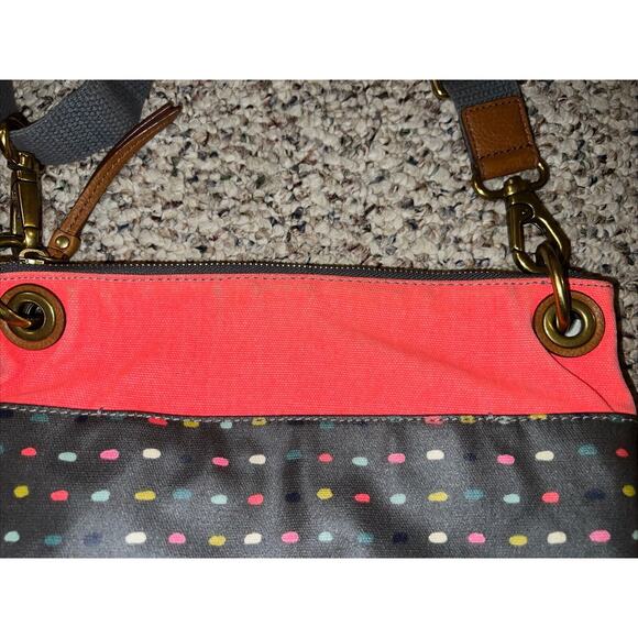 Fossil Keely Crossbody Shoulder Bag Pink Gray Multi Color Dot‎ Adjustable Strap - Picture 5 of 9